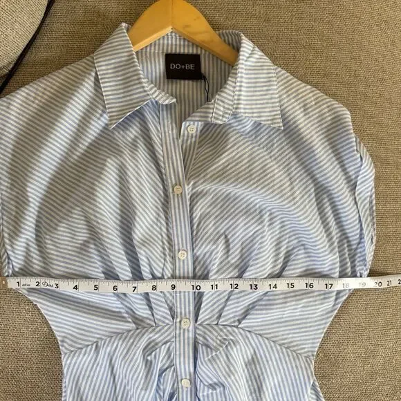 DO+BE Sailor Tie Front  White and Blue Stripped Midi Dress M NWT - Picture 11 of 13